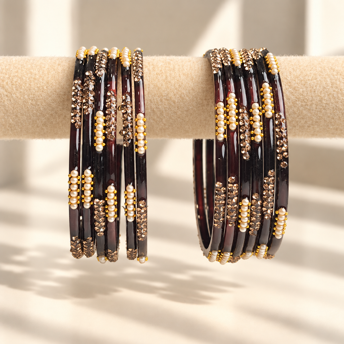 Pearl Line Glass Bangle