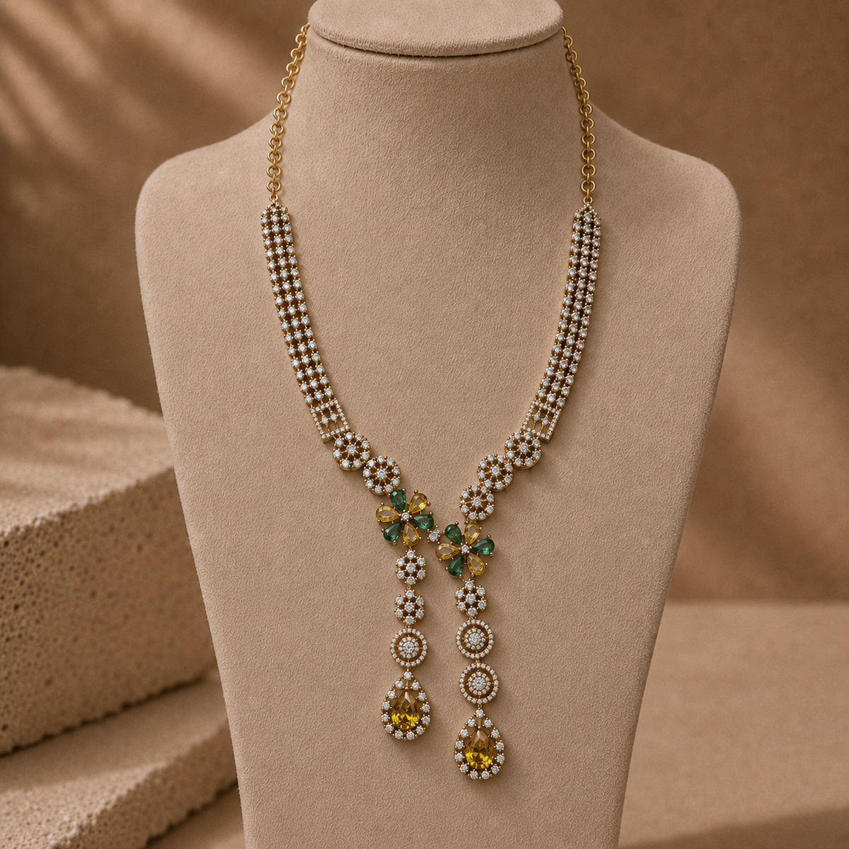 Twin Drop Motif Jewellery Set