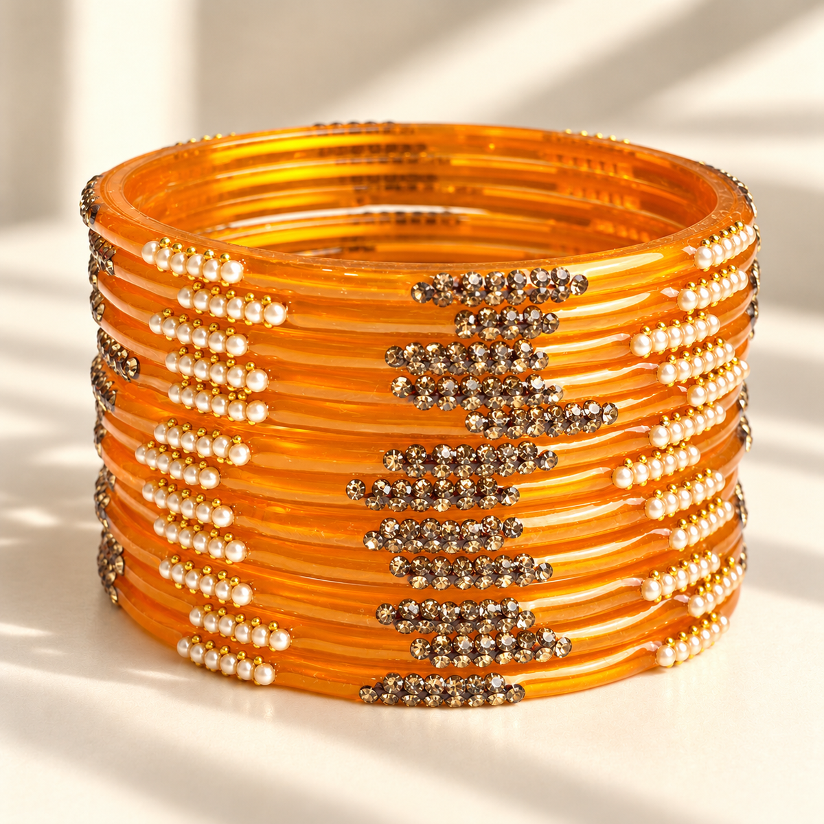 Pearl Line Glass Bangle