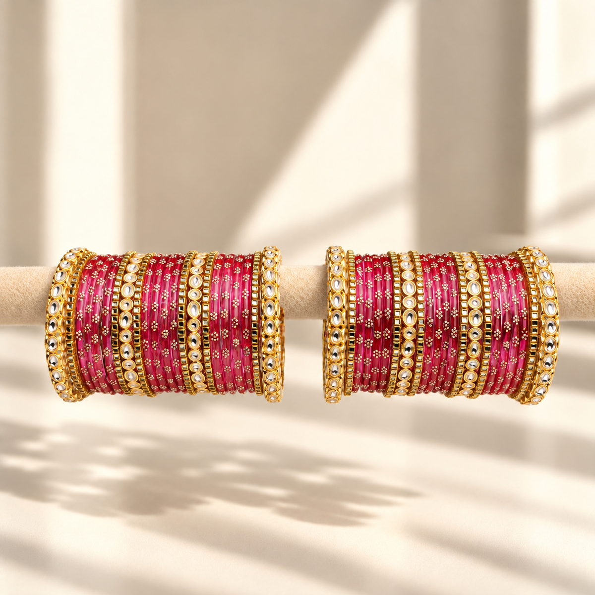 Floral Kundan Stone Bangle Set
