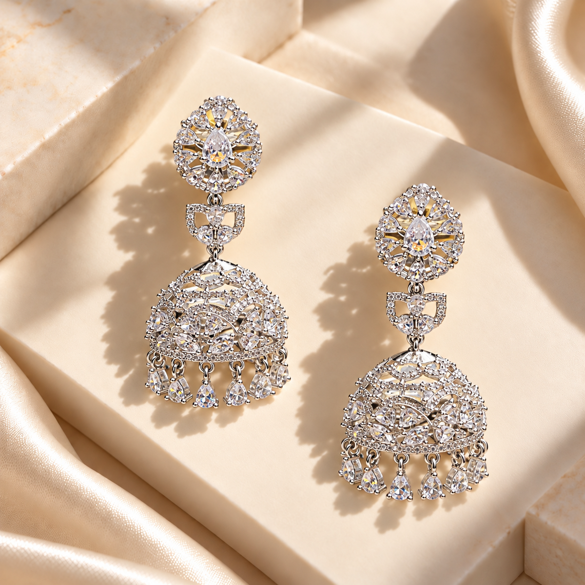 Elegant Stone Drop Jhumkas