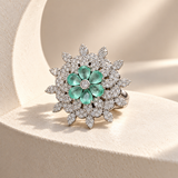 Layered Flower AD Stone Ring