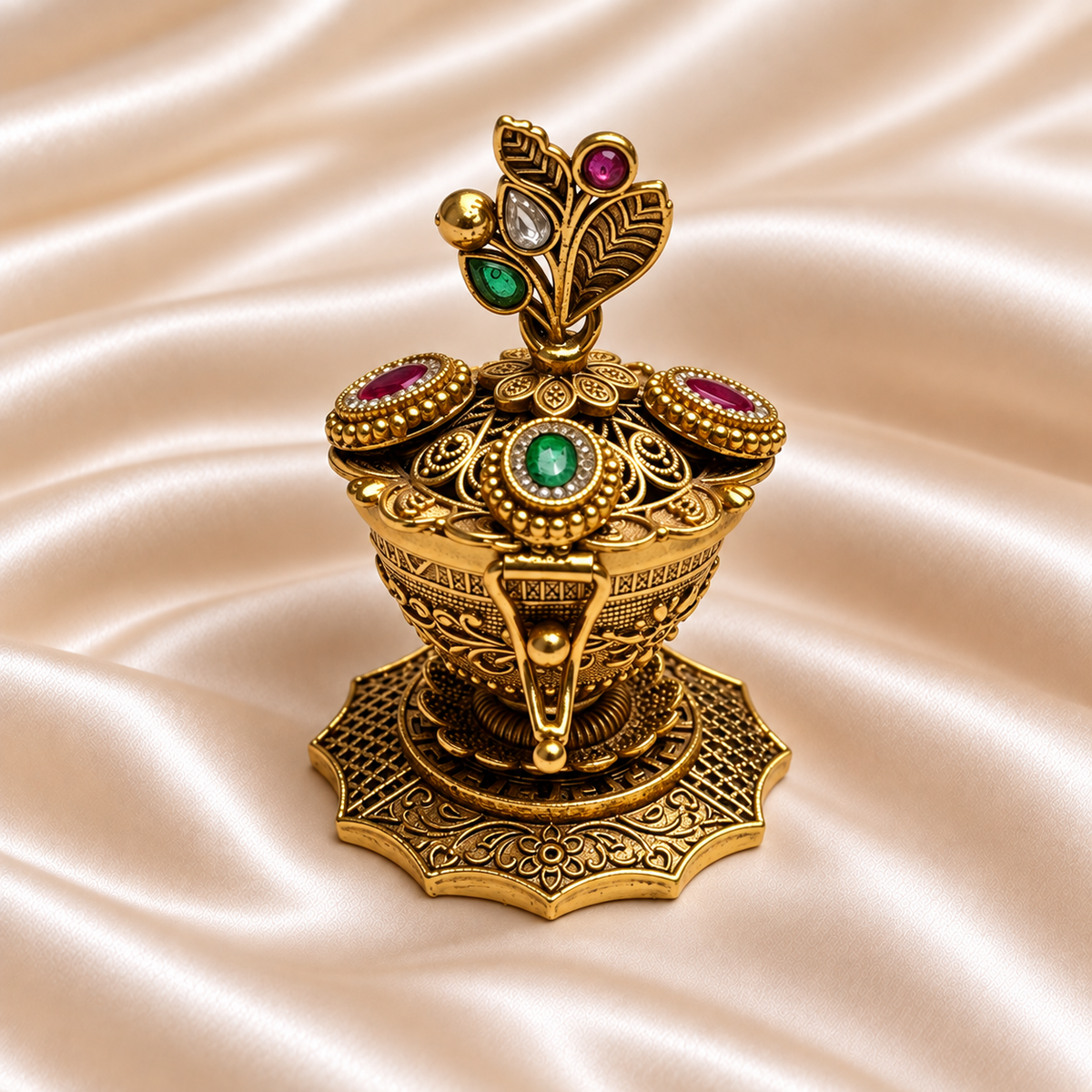 Leaf Crown Sindoor Box