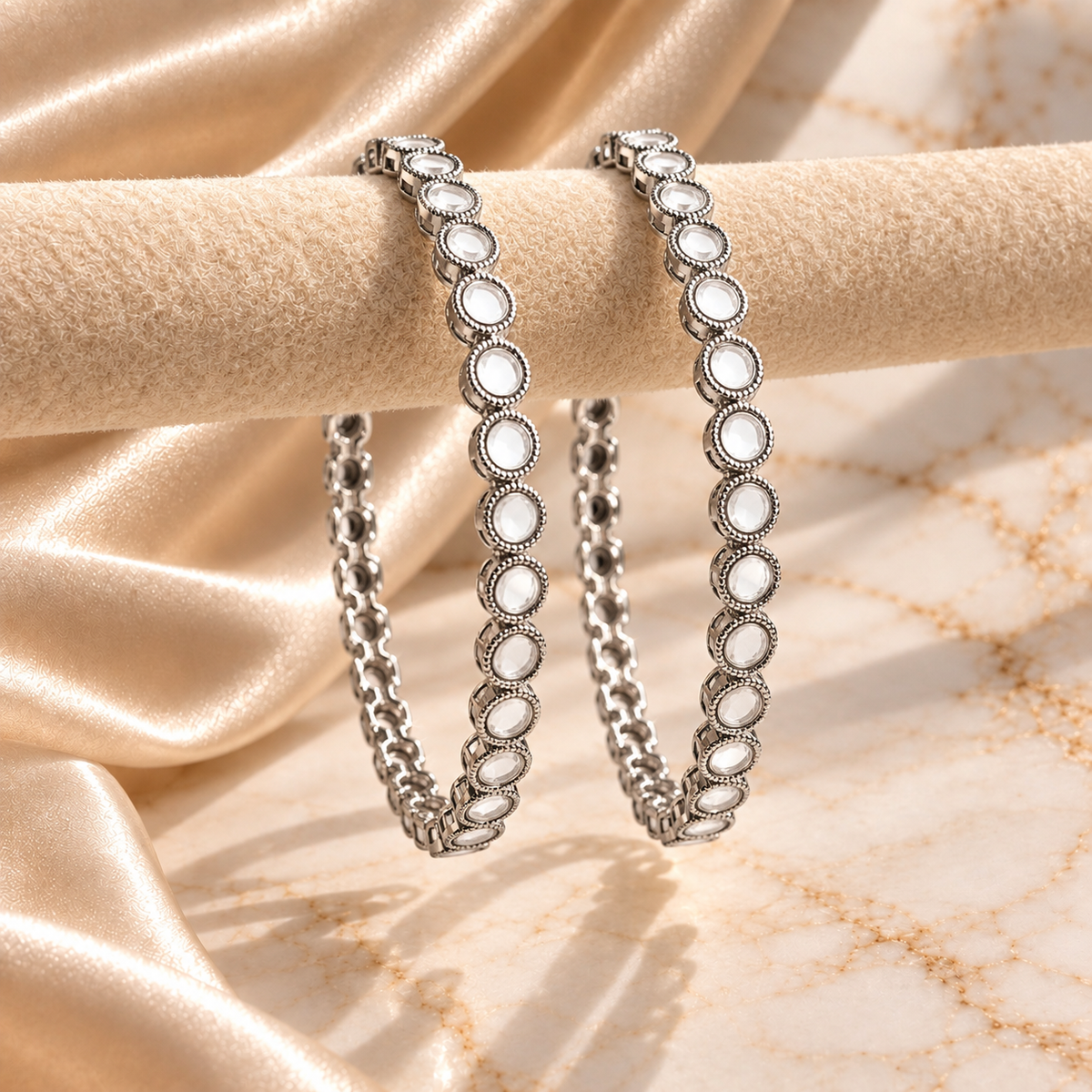 Round Mirror Stone Bangles