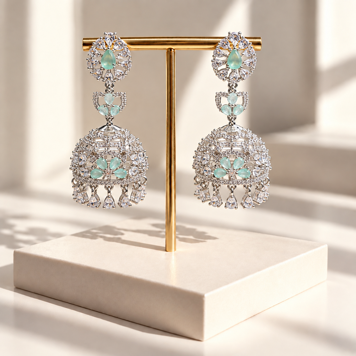 Elegant Stone Drop Jhumkas