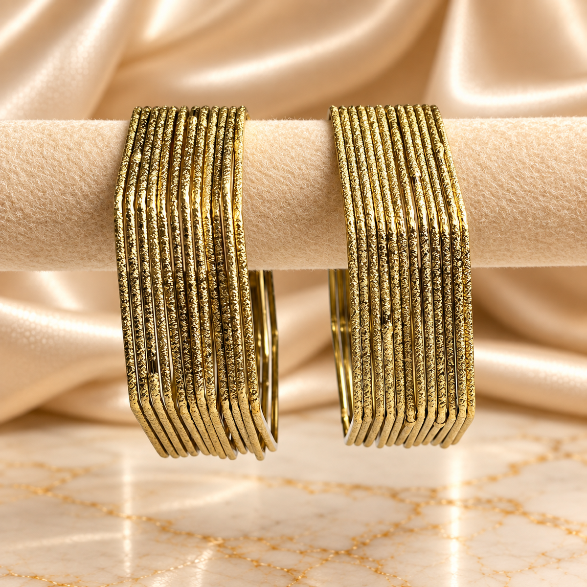 Hexagonal Textured Metal Bangles