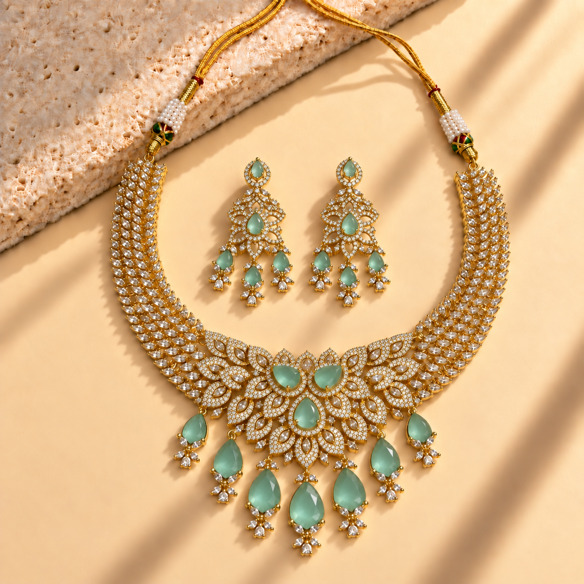 Leafwork Stone Necklace Set