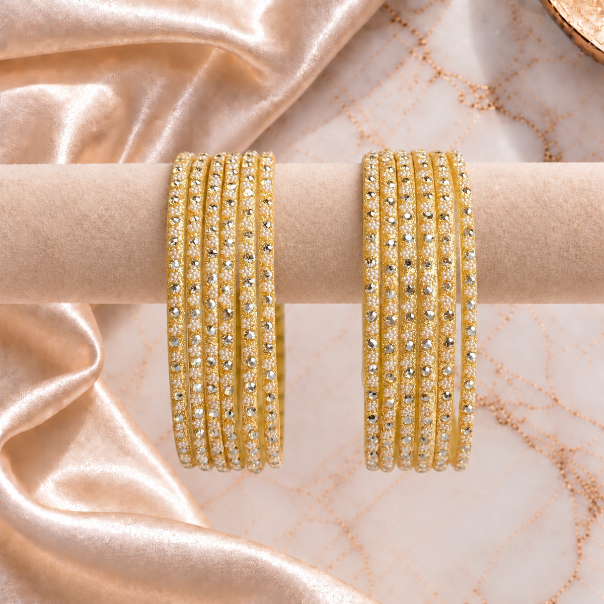 Flower stones glass bangles