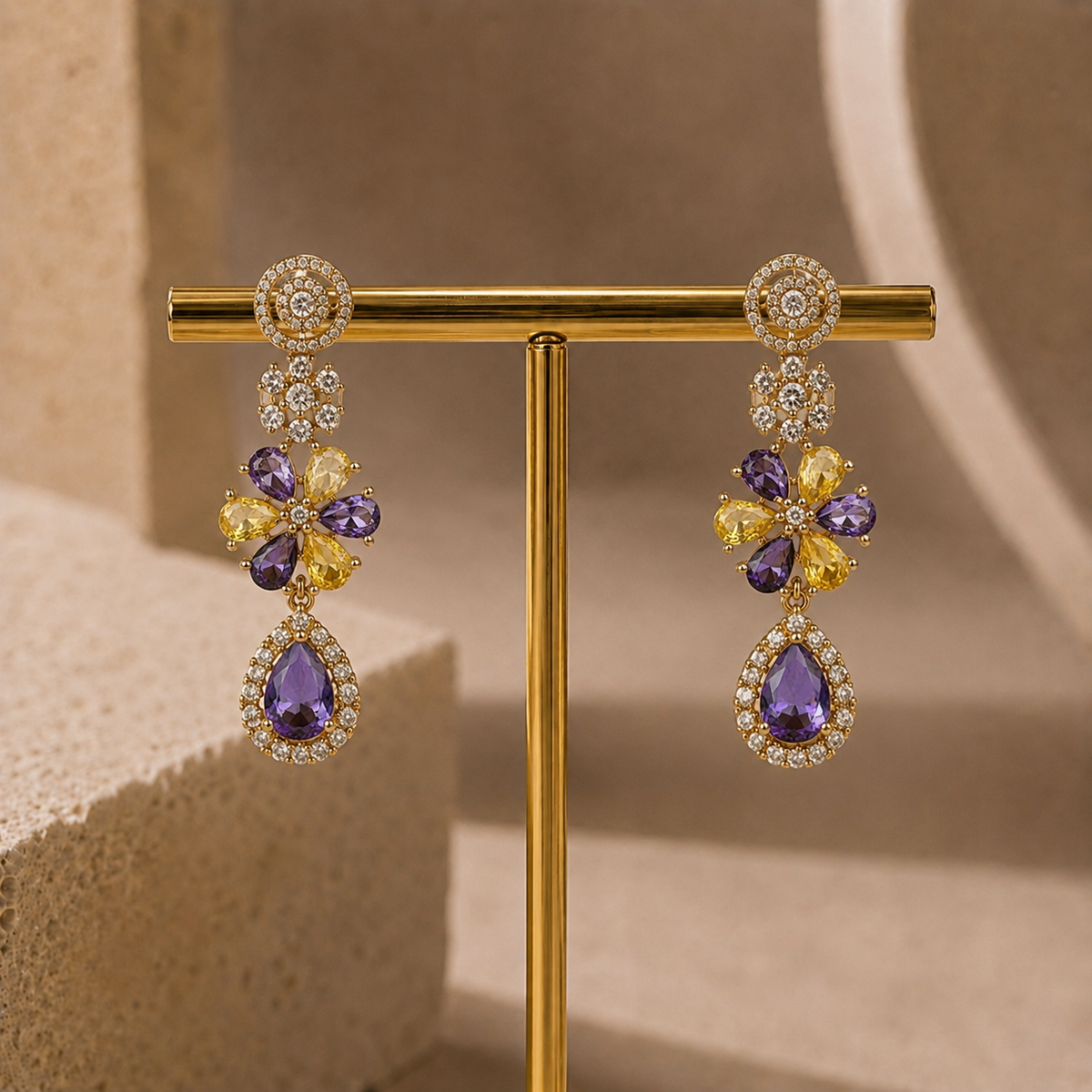 Twin Drop Motif Jewellery Set