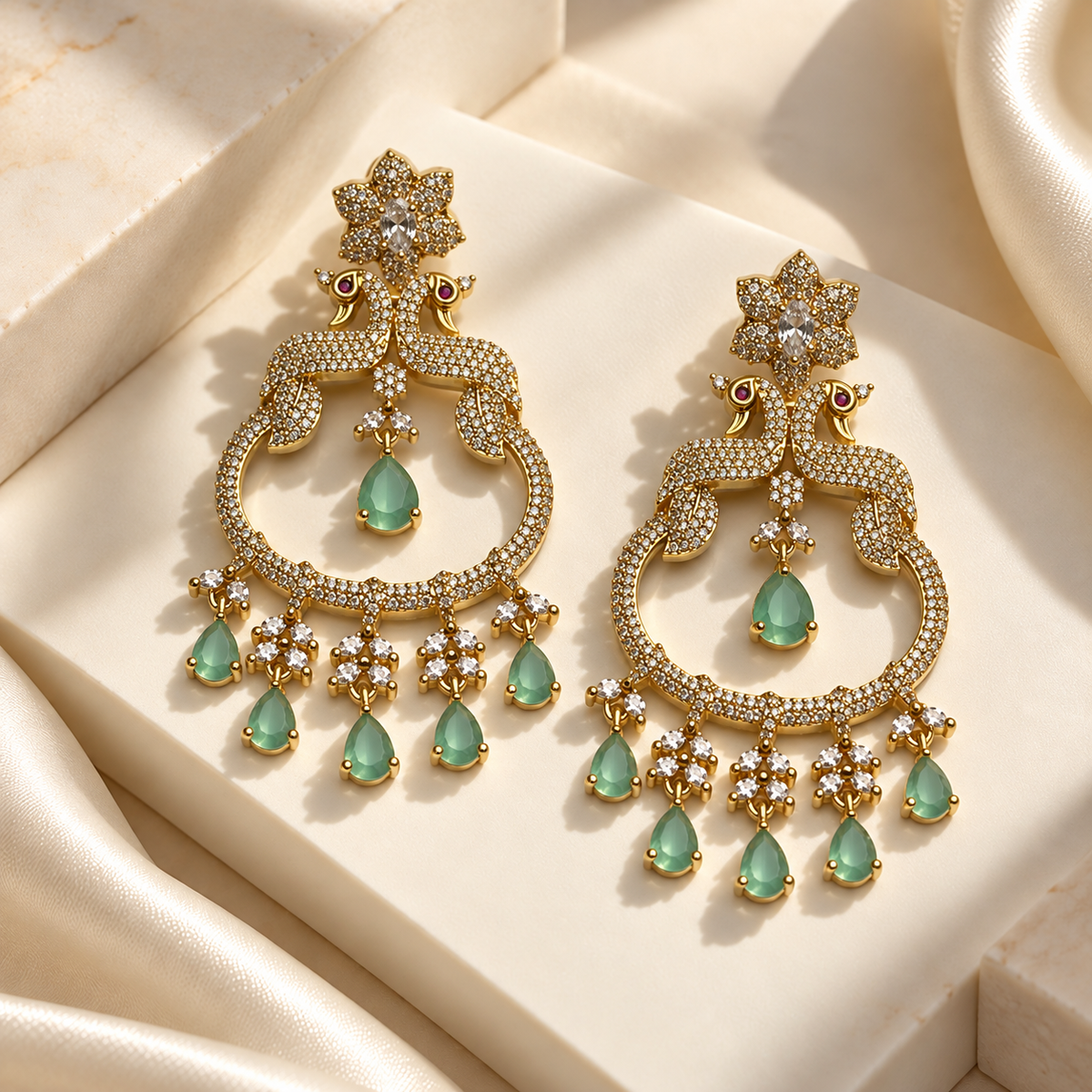 Royal Peacock Drop Earrings