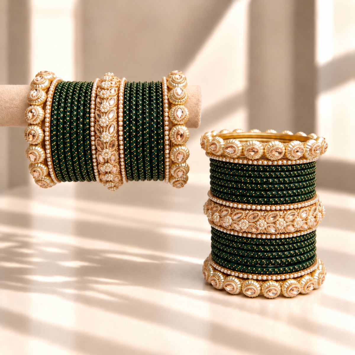 Drop Border Glass Bangle Set