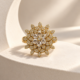 Layered Flower AD Stone Ring