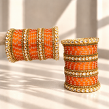 Floral Kundan Stone Bangle Set