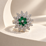 Layered Flower AD Stone Ring