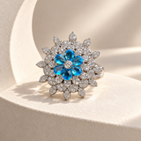 Layered Flower AD Stone Ring
