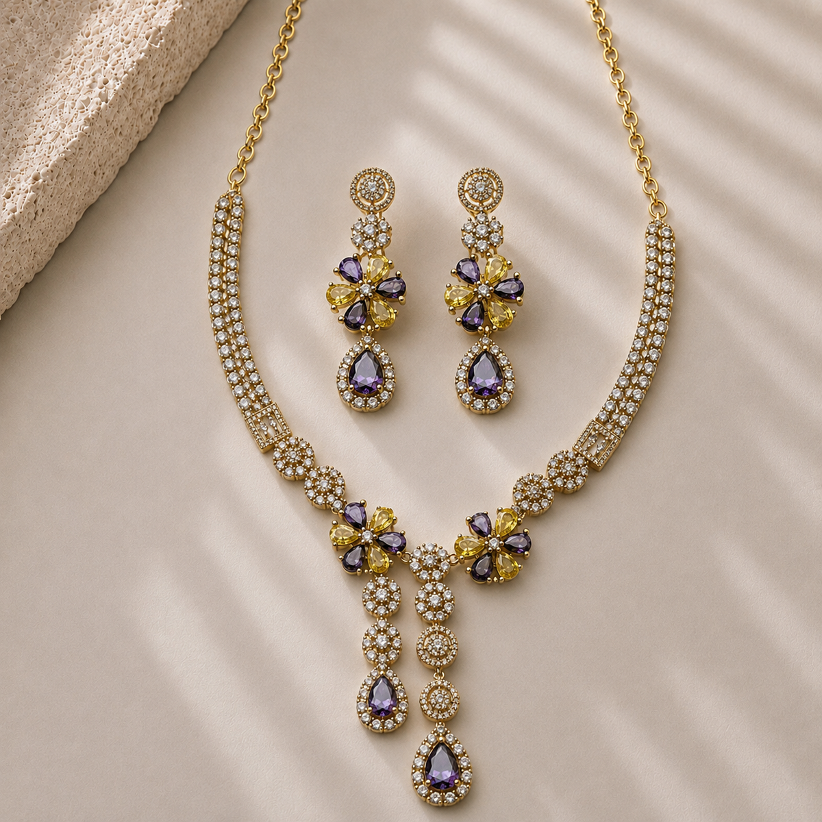 Twin Drop Motif Jewellery Set