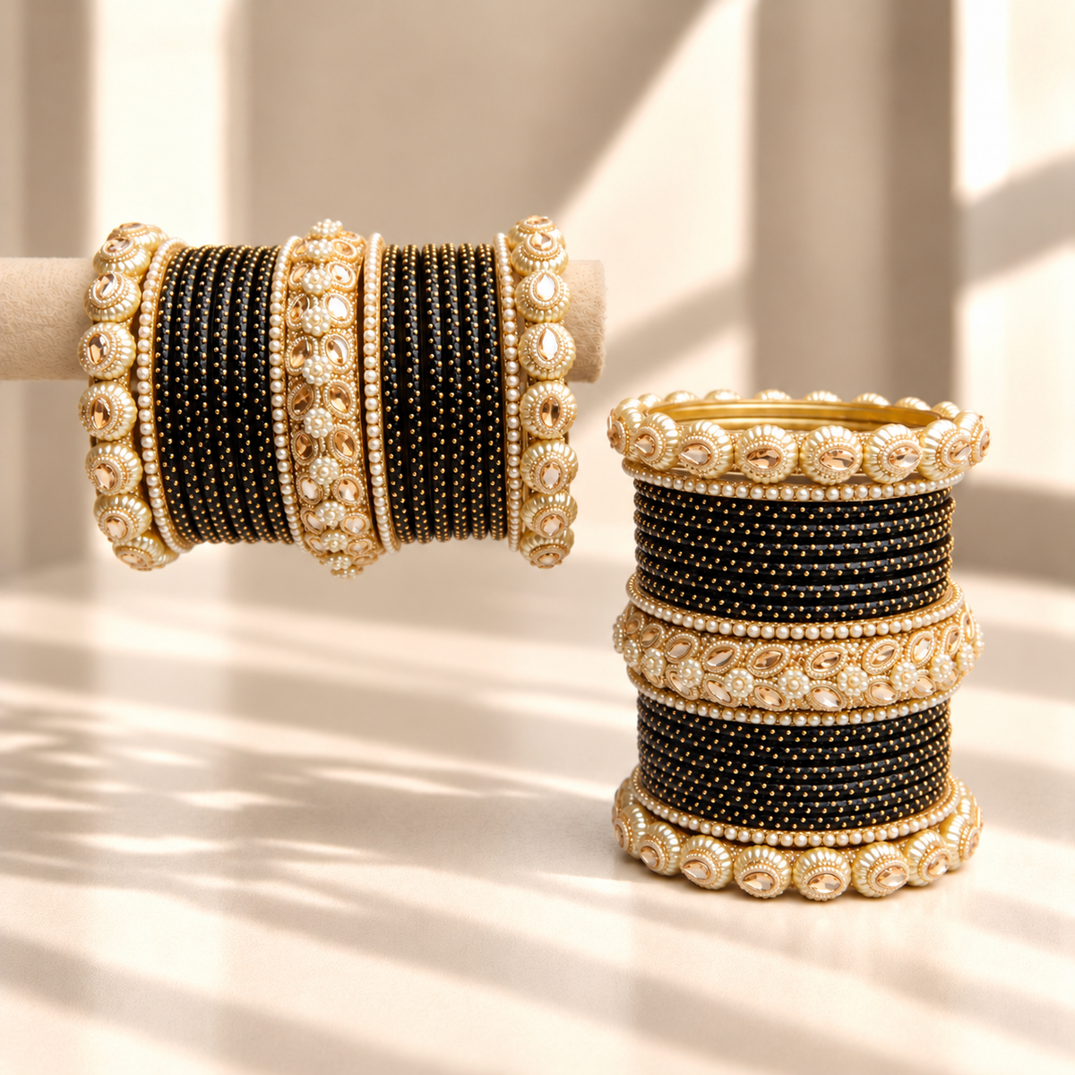Drop Border Glass Bangle Set