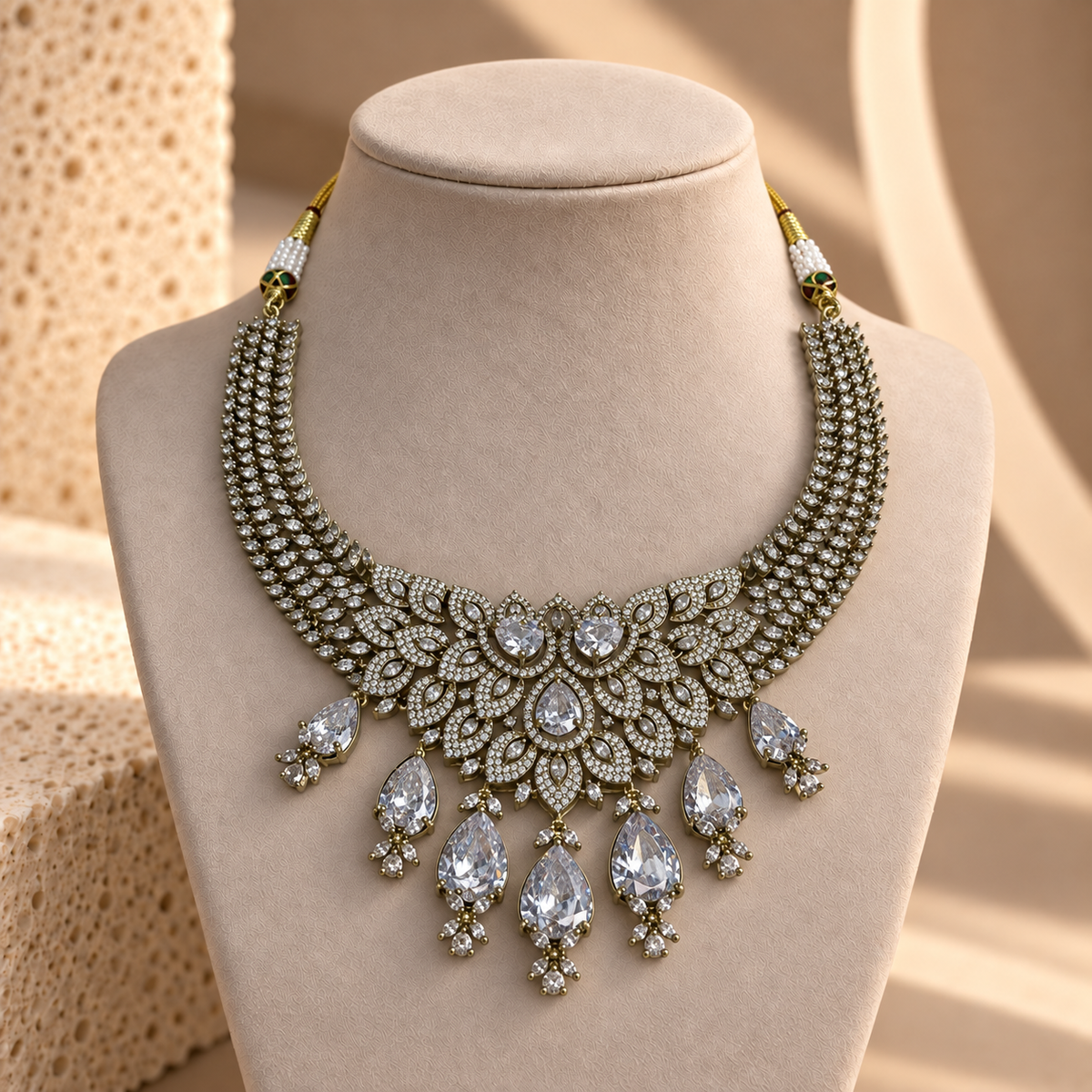 Leafwork Stone Necklace Set