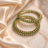 Twin Tone Round Kundan Stone Bangles