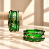 Drop Stone Short Glass Kada Bangle Set
