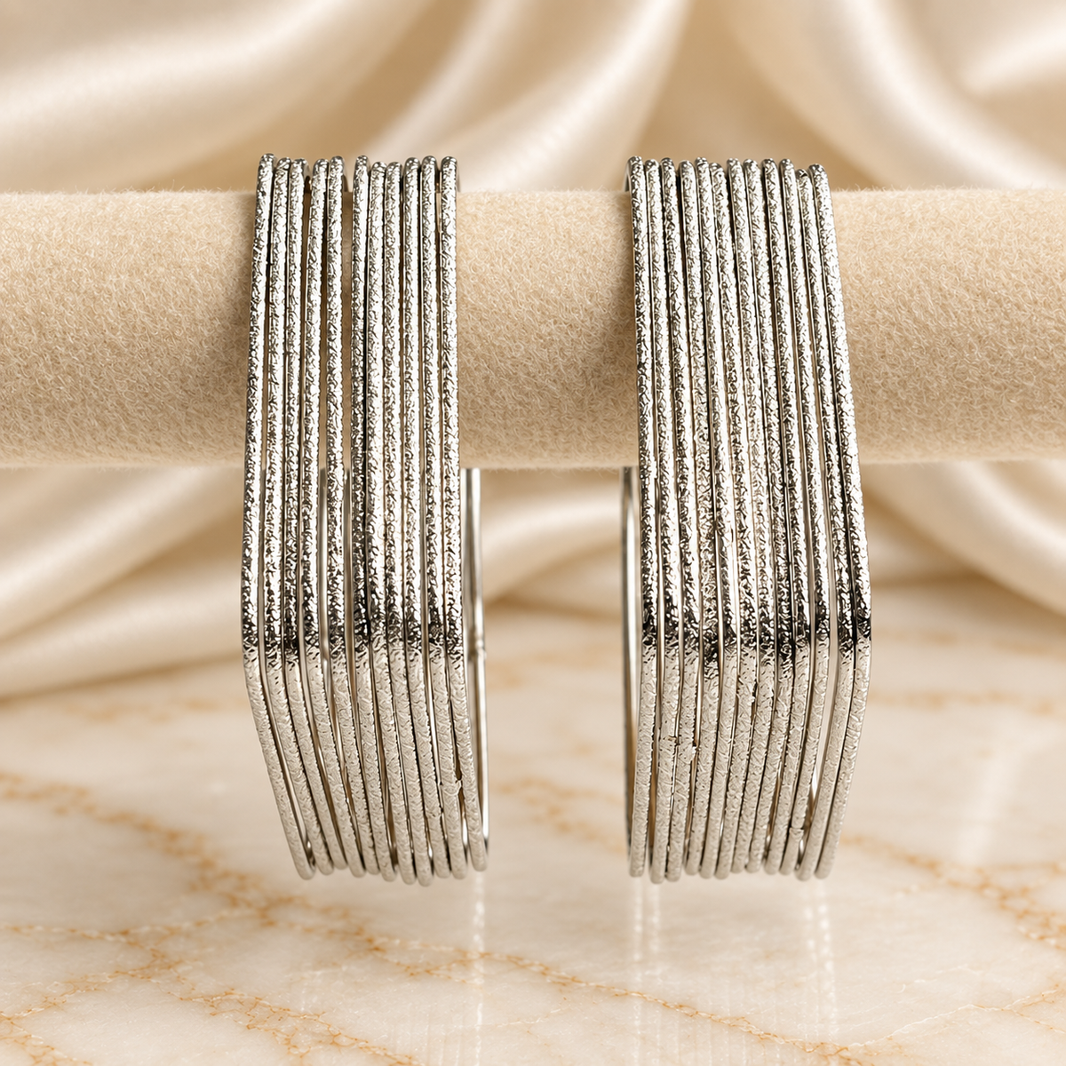 Square Textured Metal Bangles
