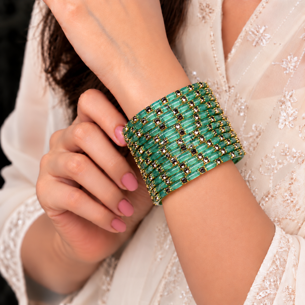 Sparkle Line Stone Bangles