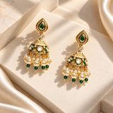 Carved Dome Pearl Jhumka Earrings