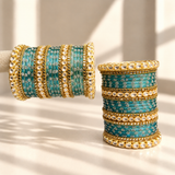 Floral Kundan Stone Bangle Set