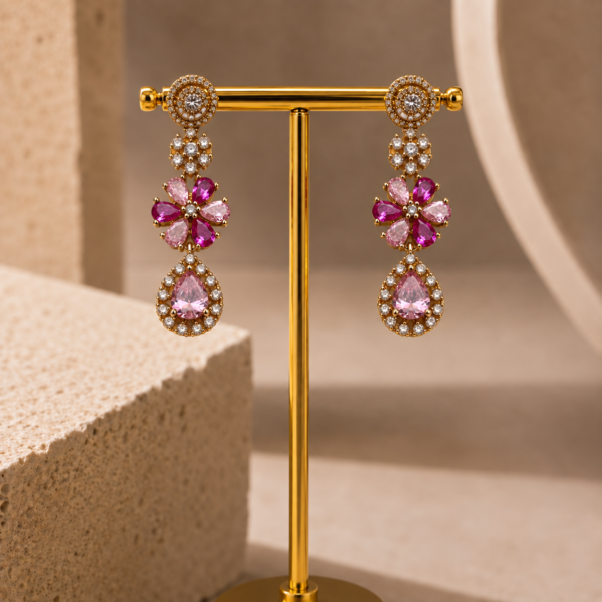 Twin Drop Motif Jewellery Set