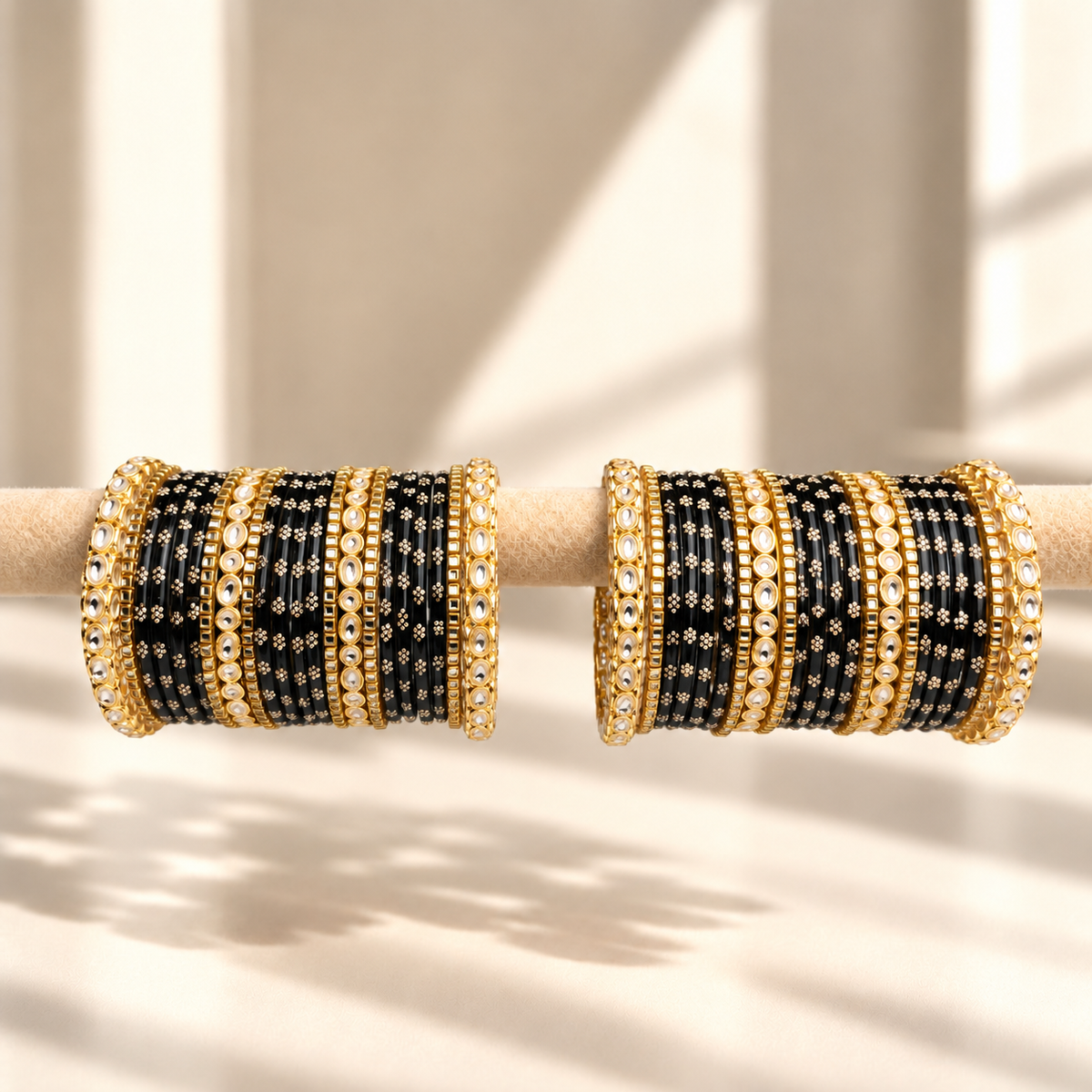 Floral Kundan Stone Bangle Set