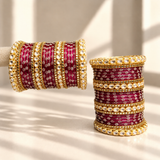 Floral Kundan Stone Bangle Set