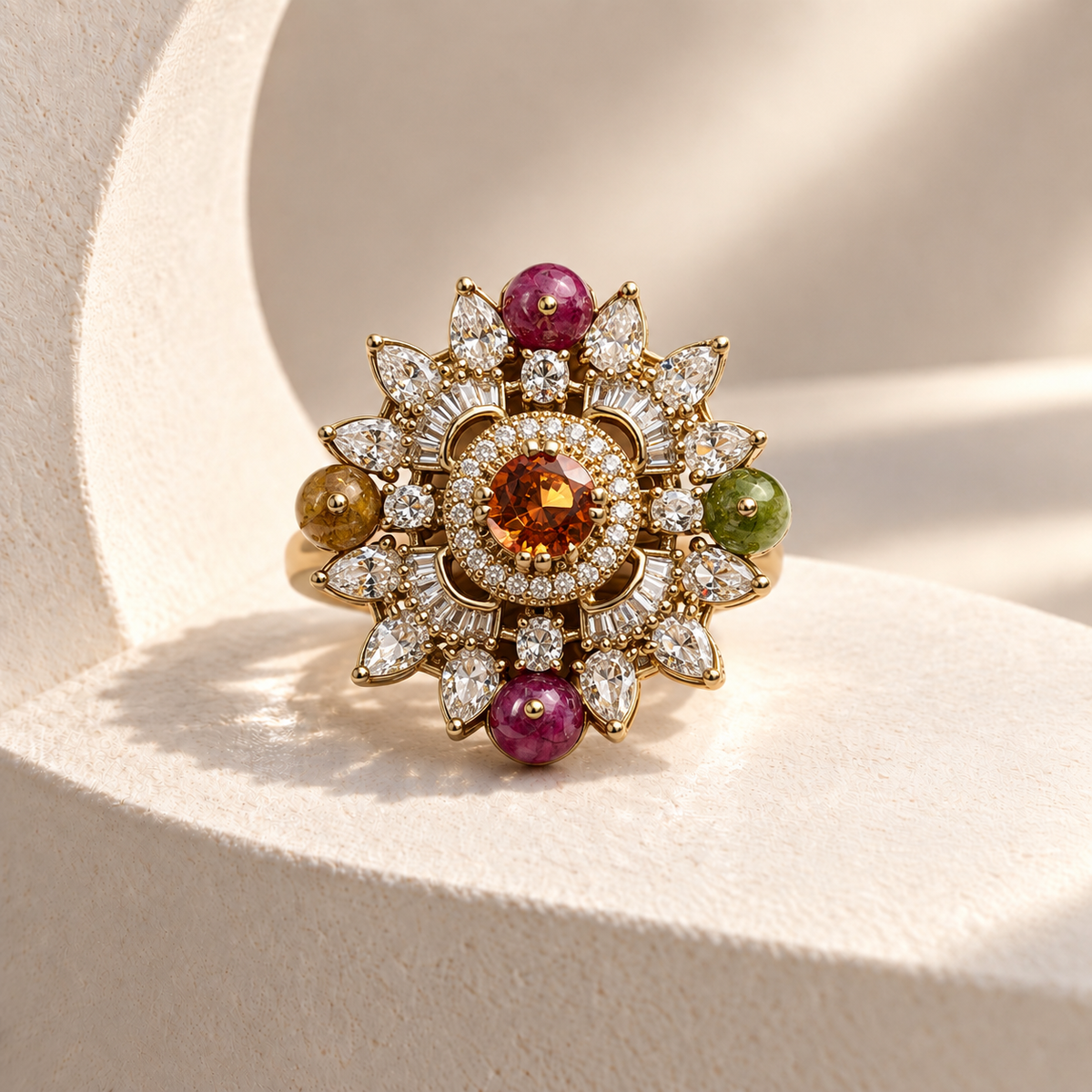 Centre Stone Flower Ring