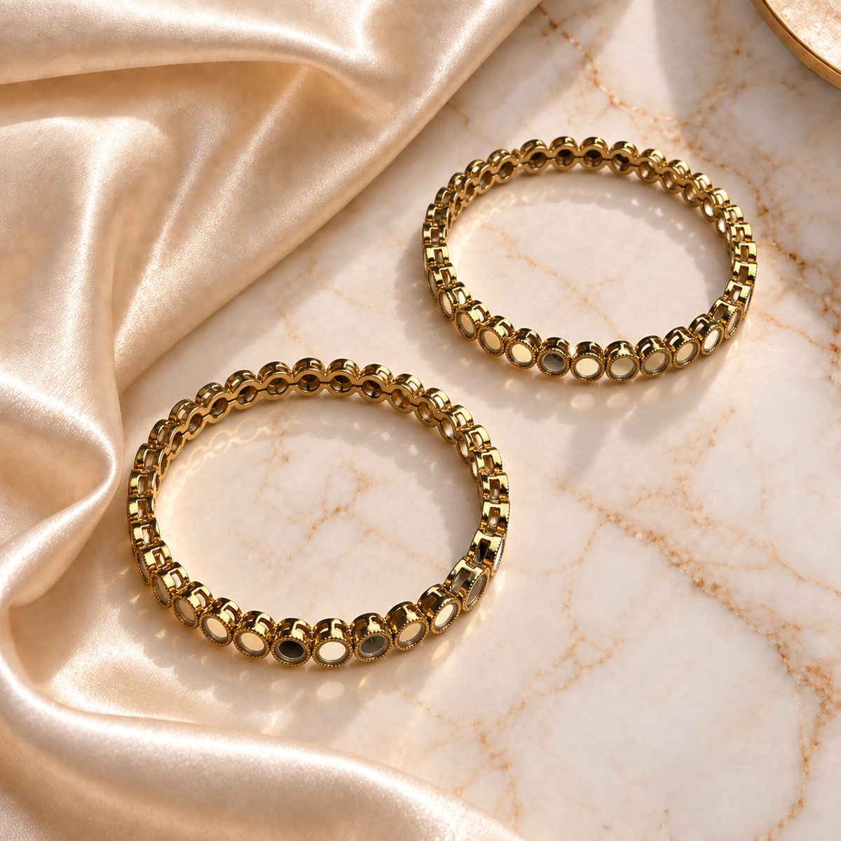Round Mirror Stone Bangles