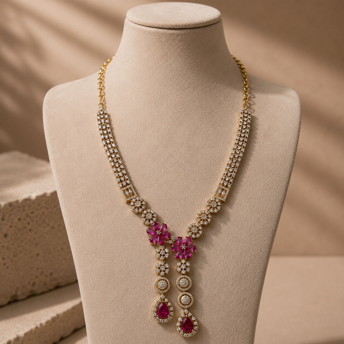 Twin Drop Motif Jewellery Set