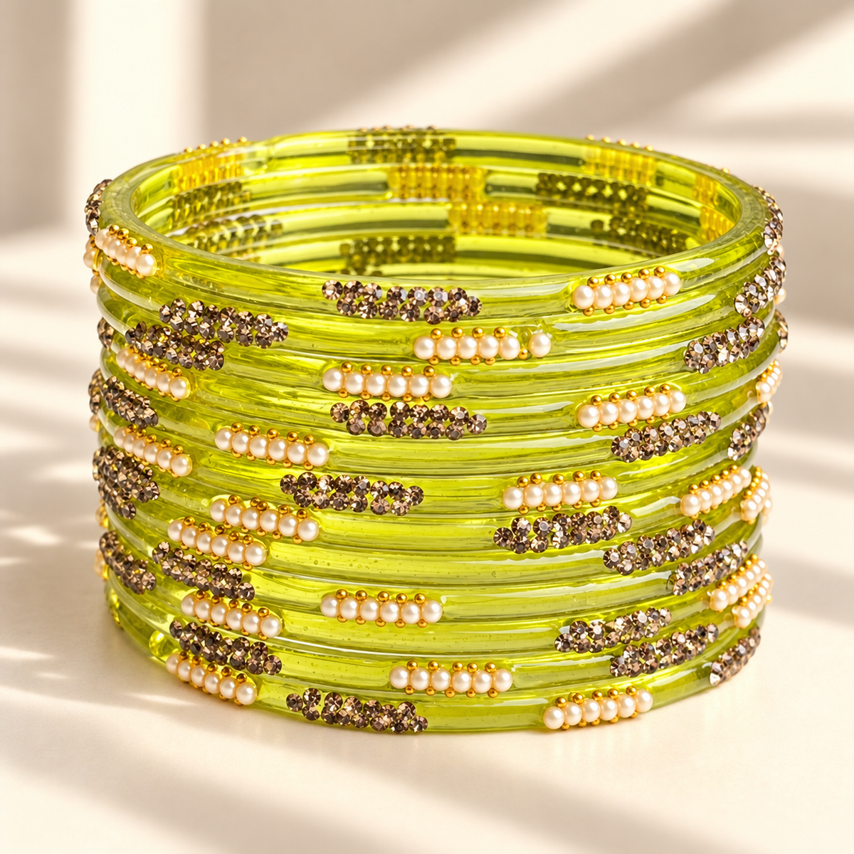 Pearl Line Glass Bangle