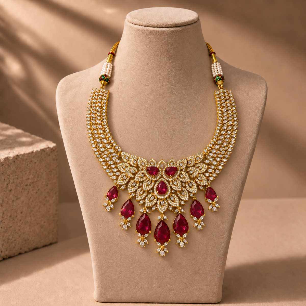 Leafwork Stone Necklace Set