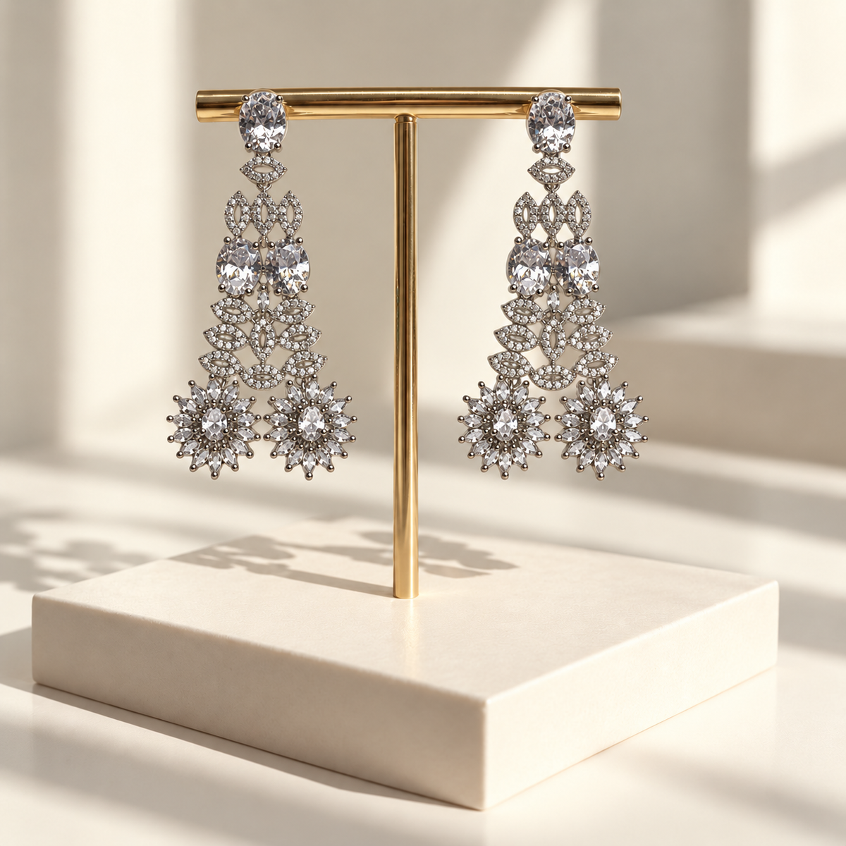 Graceful Stone Flower Earrings