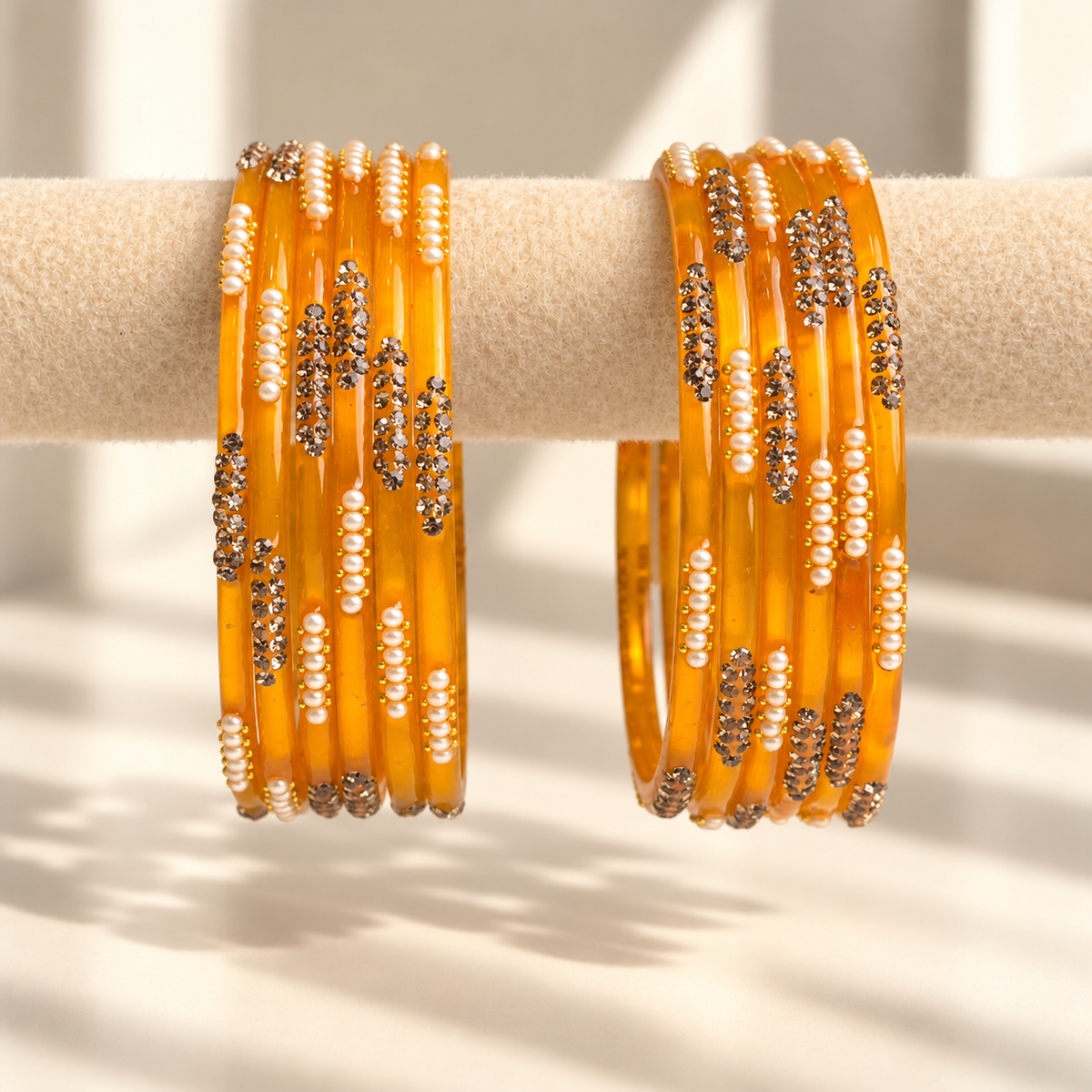 Pearl Line Glass Bangle