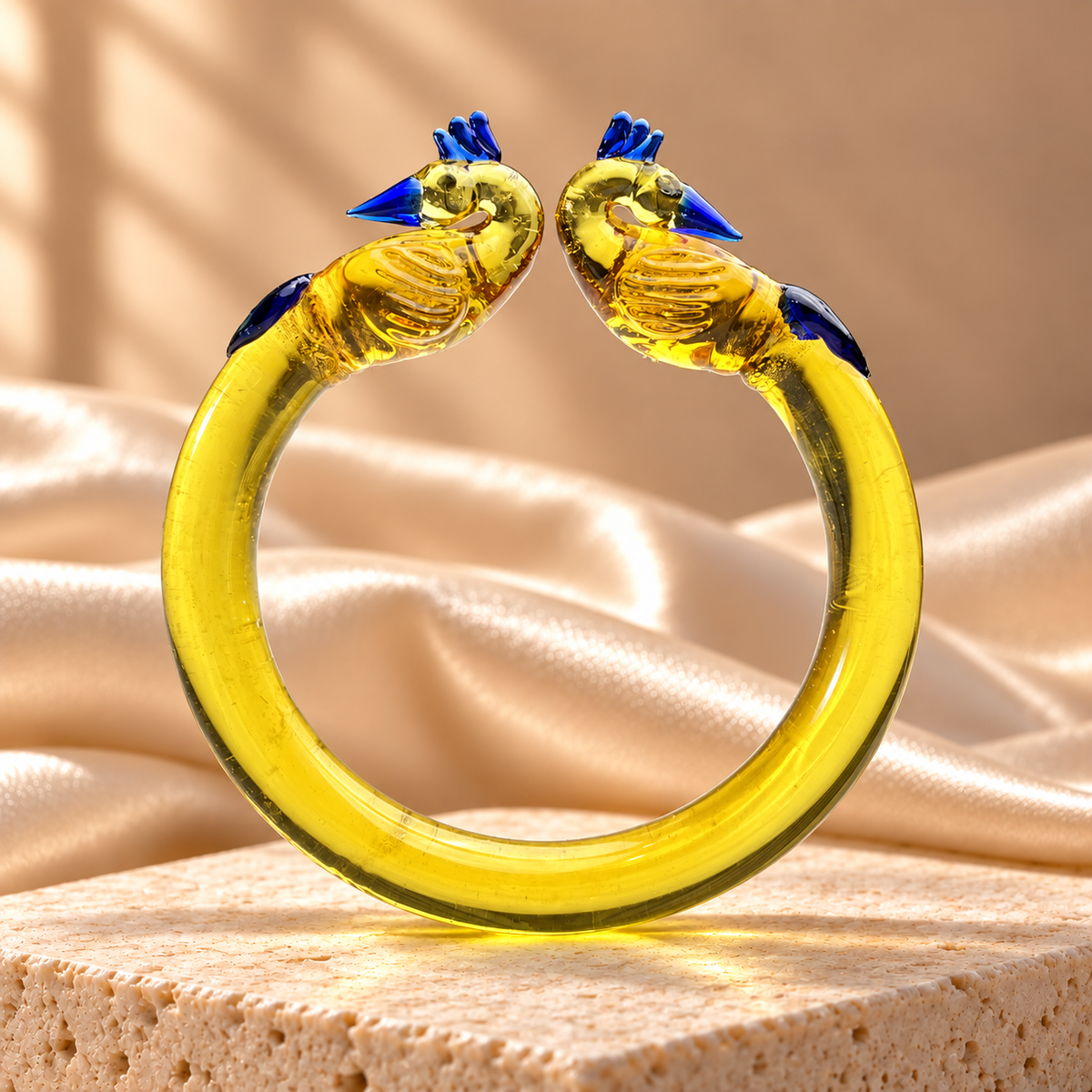 Royal Peacock Design Glass Kada