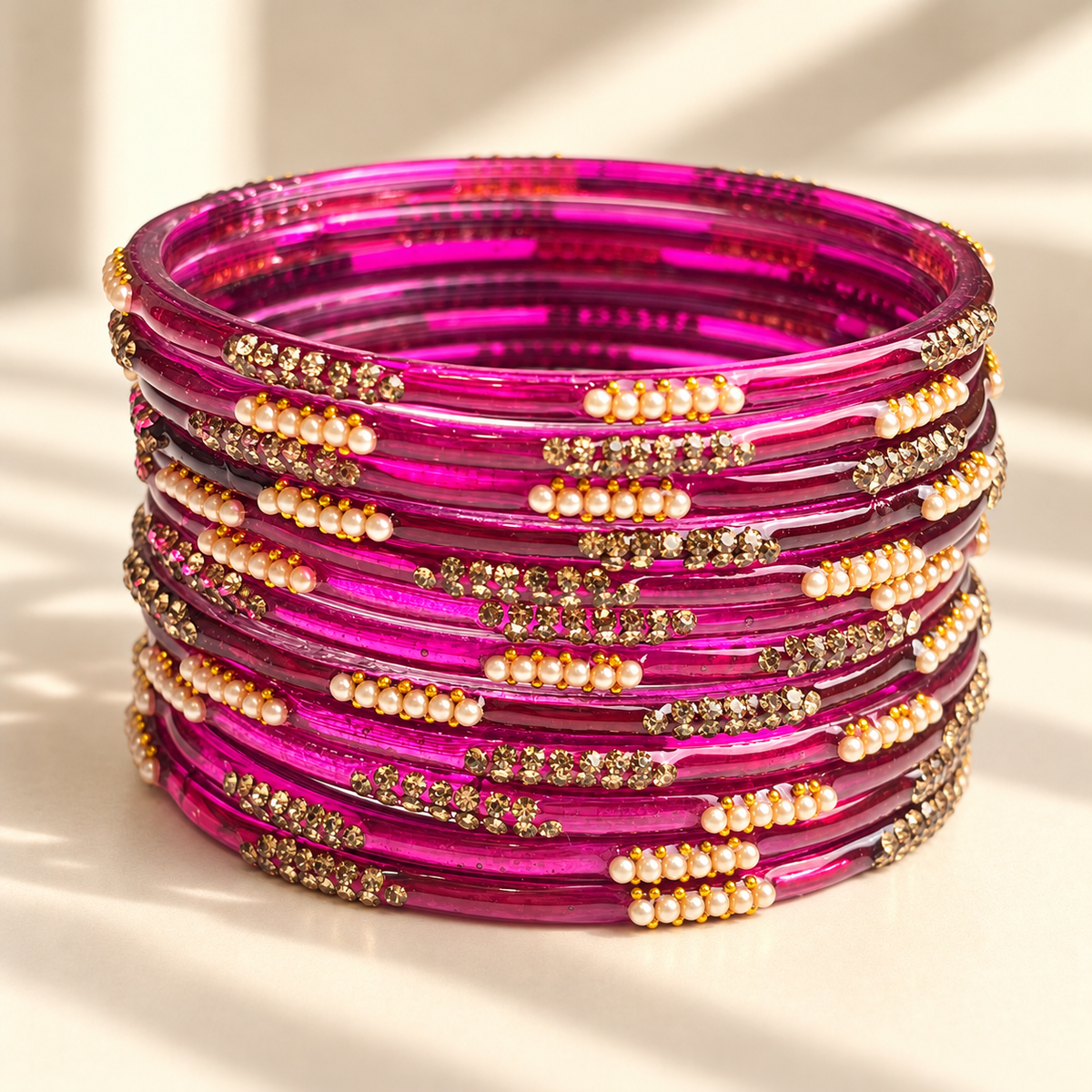 Pearl Line Glass Bangle
