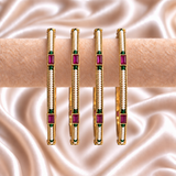 Rajwada Pearl Rectangle Ruby Bangles