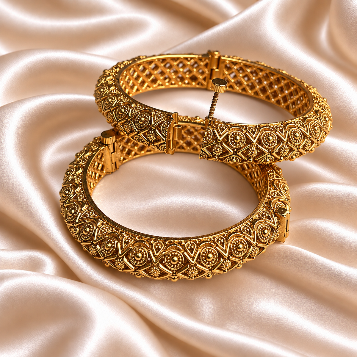 Rajwada Geometric Carved Openable Kada