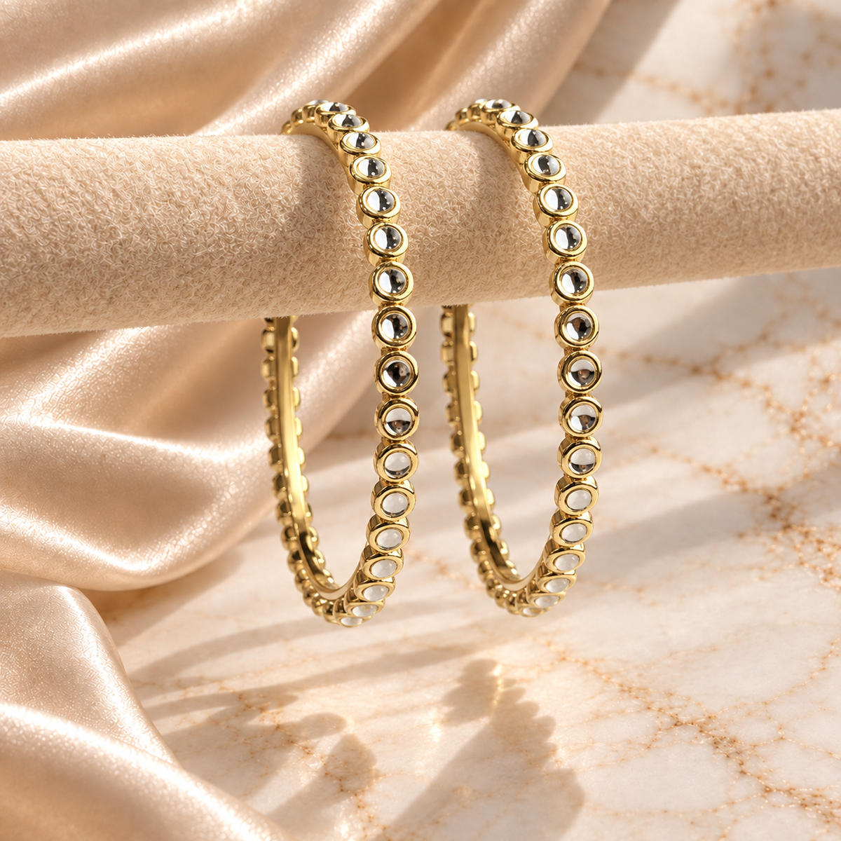 Single Line Dot Kundan Line Bangles