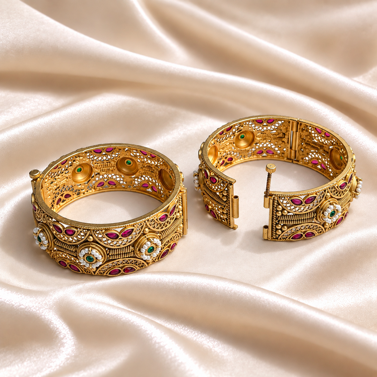 Rajwada Pearl Cutwork Openable Kada