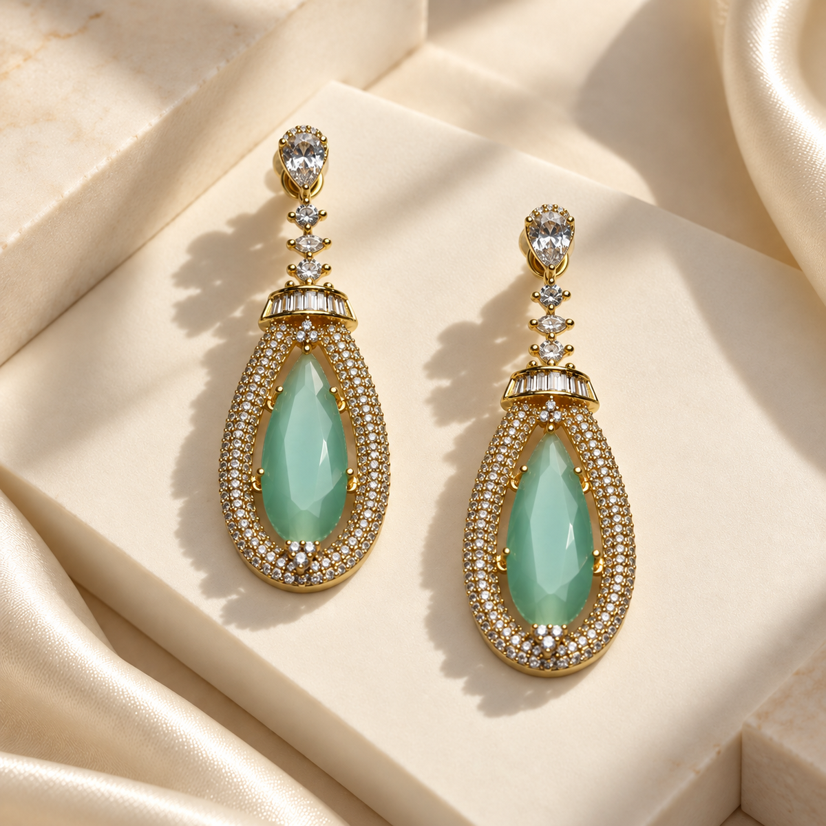 Graceful Teardrop Crystal Earrings