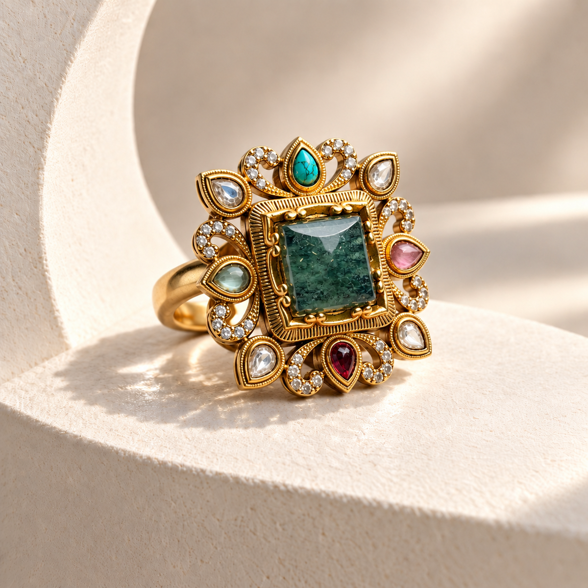 Traditional Vintage Stonework Finger Ring