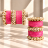Drop Border Glass Bangle Set