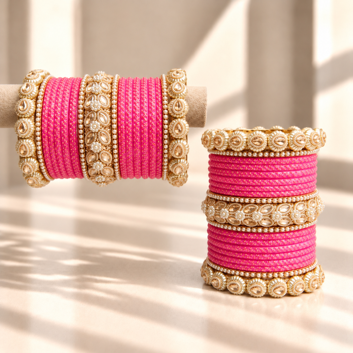 Drop Border Glass Bangle Set