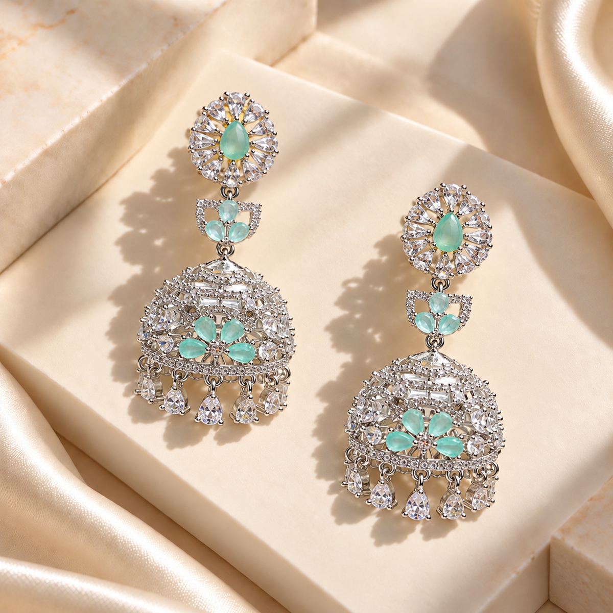Elegant Stone Drop Jhumkas