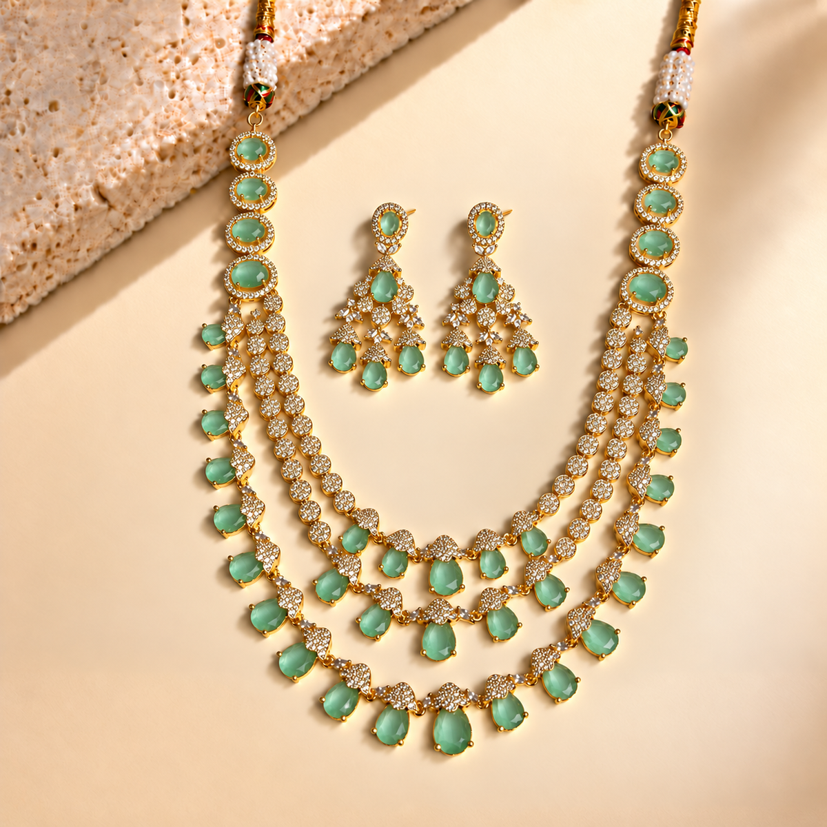 Pear Drop Tiered Necklace Set